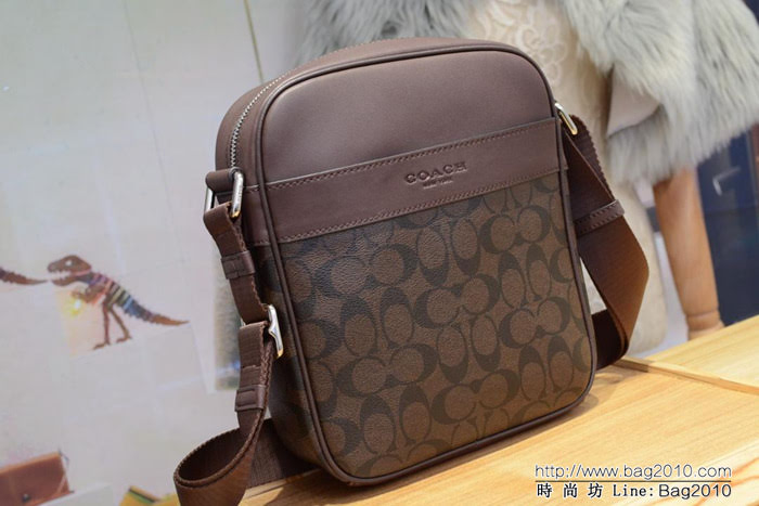 COACH蔻馳 原單 頭層牛皮斜挎包 休閒風男包 1764  Chz1246